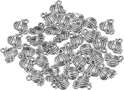 Miniatura 6 de HEALLILY 80 dijes colgantes de Halloween de aleación de calabaza para bricolaje, pulsera, aretes, collar, joyería, hallazgo, Plata