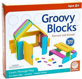 Groovy Blocks Mindware 120 Piece Set - Building Blocks for Kids Ages 4+ Classroom Must Haves