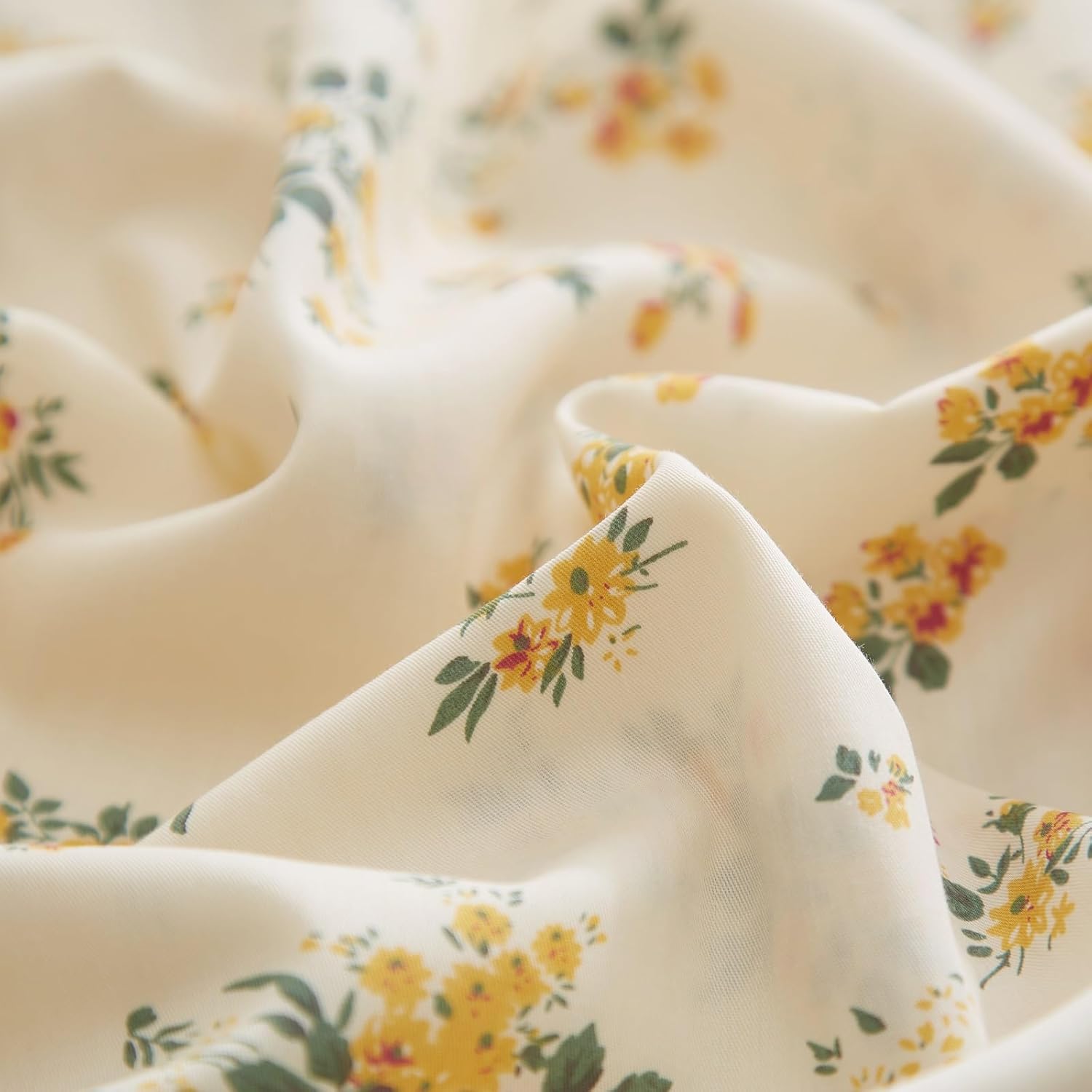 Vintage Yellow Flower Comforter Set Queen Fluffy Soft Floral Bedding Comforter Boho Flower Leaves Botanical Comforter Cottagecore Bedding Set Aesthetic Floral Comforter Set Queen Size for All Season - Image 7