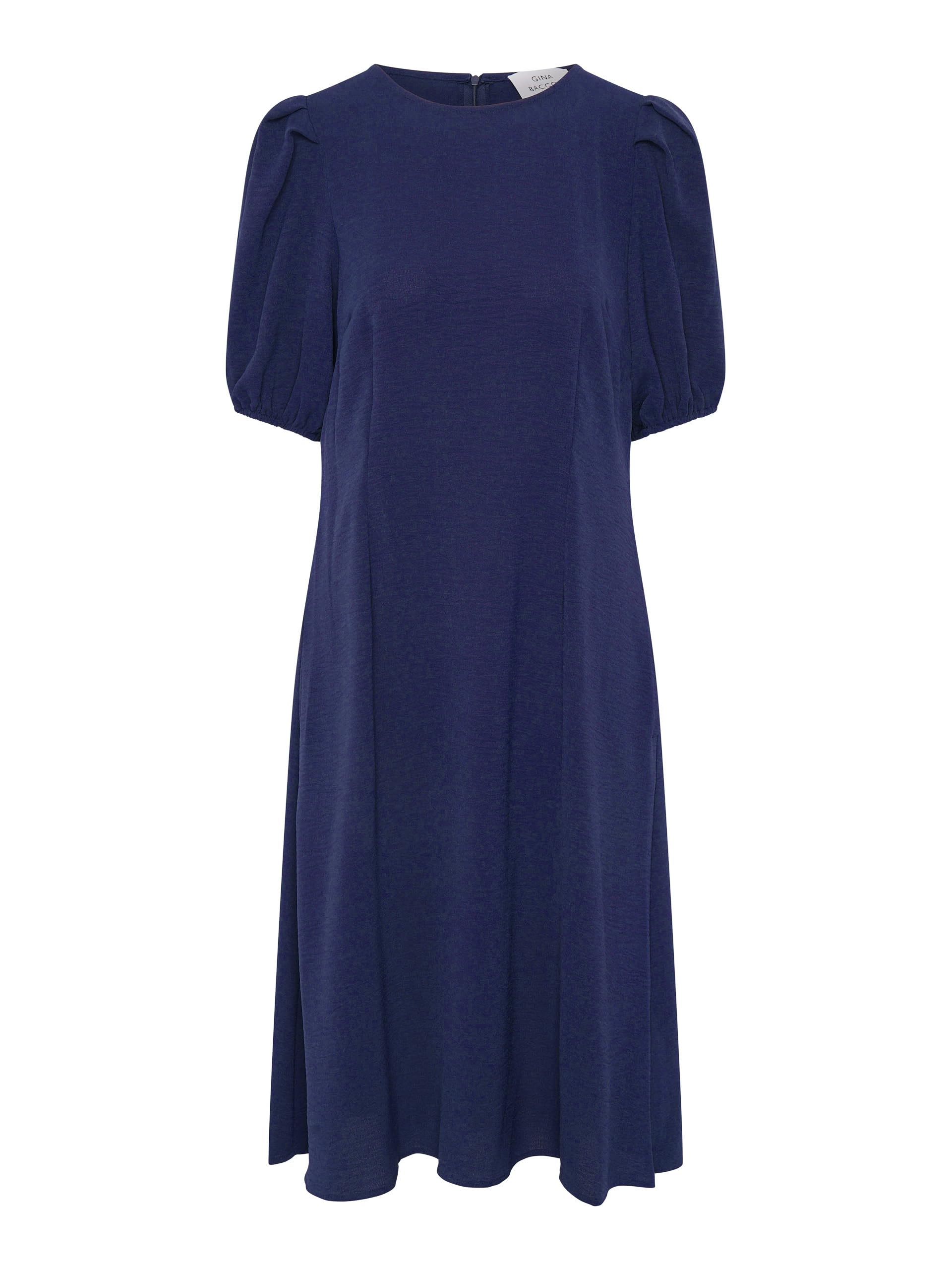 Gina Bacconi Women's Puff Sleeve Midi Dress Cocktail, Navy, 14