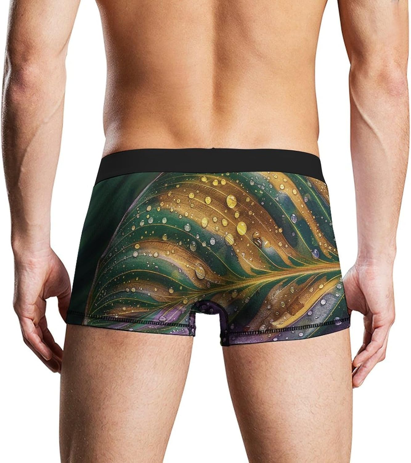 Texture of Green Leaves Mens Boxer Briefs Short Breathable Underwear Trunks Soft Moisture-Wicking Boxer Shorts Novelty Underpants M