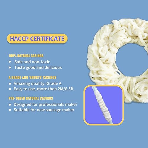Miniatura 6 de Carcasa de salchicha natural, tripas comestibles para hacer salchichas, pretuberadas, grado A, ideal para palitos de aperitivos, salchichas
