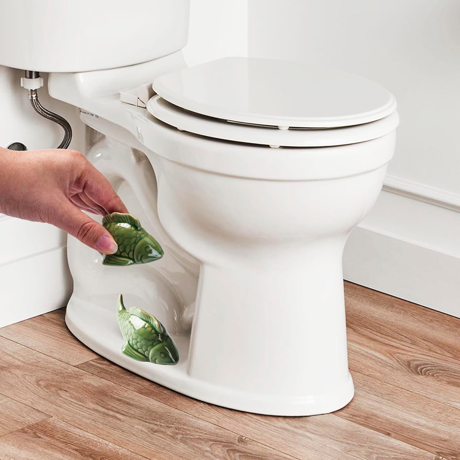 2-Pack Cute Ceramic Cactus Pot Toilet Floor Bolt Caps – Bird-Shaped Decorative Toilet Bolt Covers For Bathroom (Green