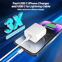 Vista 2 de Cargador para iPhone, bloque de carga rápida, paquete de 2 cargadores rápidos de pared para iPhone de Apple, adaptador de corriente de cargadores