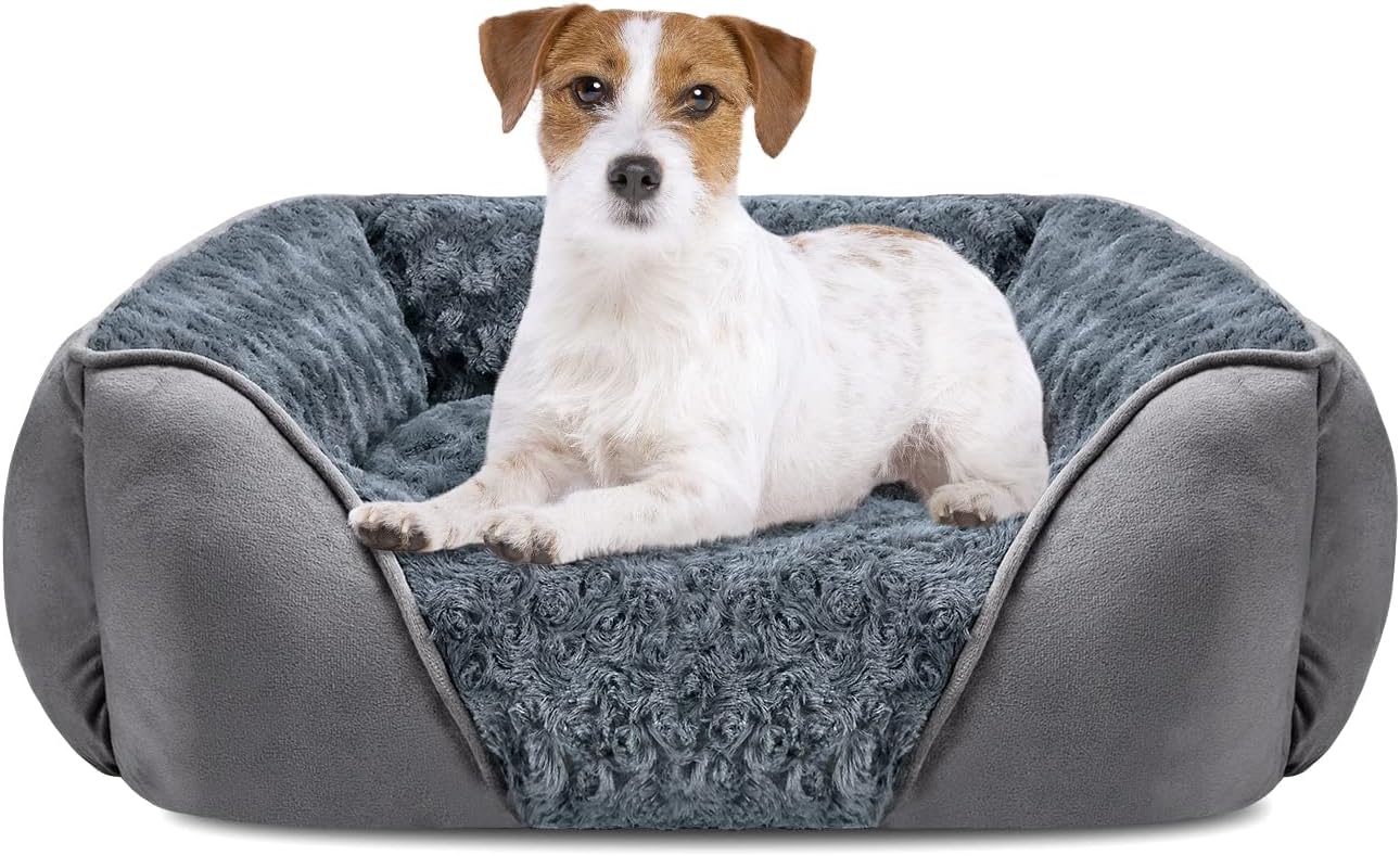 INVENHO Rectangle Dog Bed for Large Medium Small Dogs Machine Washable Sleeping Dog Sofa Bed Non-Slip Bottom Breathable Soft Puppy Bed Durable Orthopedic Calming Pet Cuddler (M(25"x 21"x 8"))
