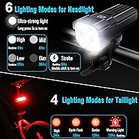 Vista 4 de Luces de moto súper brillantes de 2000 lúmenes para conducción nocturna, luces de bicicleta recargables delanteras y traseras con señales de giro