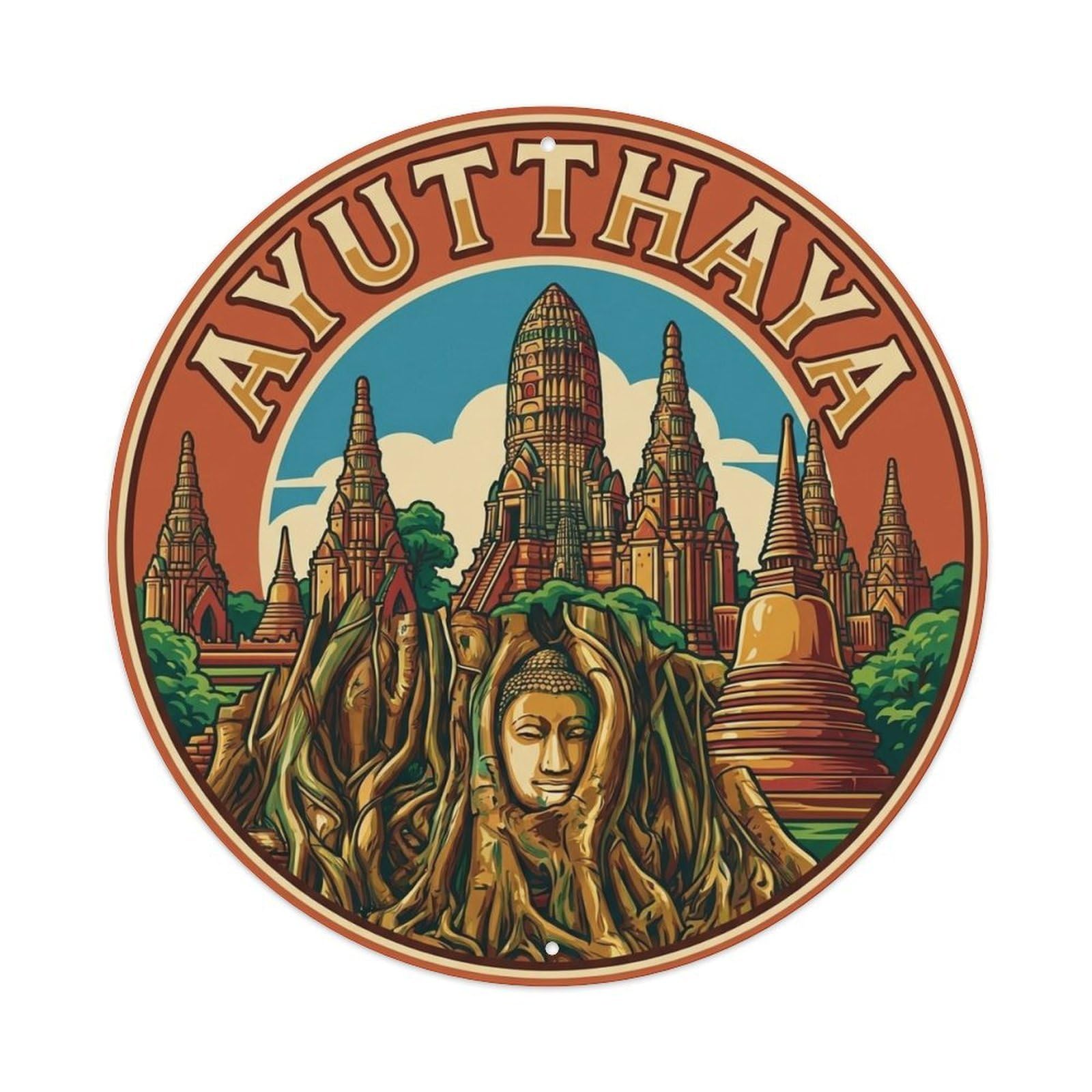 Retro Travel Thailand Ayutthaya Metal Tin Sign