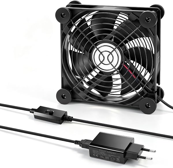 Ventilateur Gaming PC 120mm avec Adaptateur Secteur, 3 Vitesses Réglables