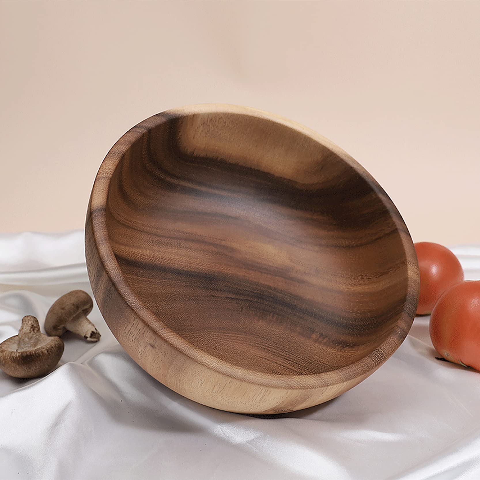 Set Insalatiera In Legno Di Acacia 26x7,5 Cm Con Cucchiaio E Forchetta – Ciotola Grande Per Frutta, Pasta, Snack E Popcorn, Naturale E Artigianale