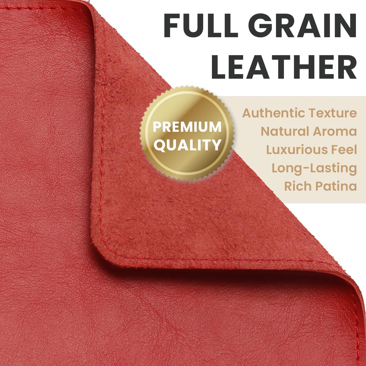 Full-Grain Leather Desk Pad – Red (XL) - Premium Desk Mat with Non-Slip Backing, Thick 3mm, Office Desk Protector for Work & Gaming (Extra Large 35.4 x 15.7 inch) - DAREhue