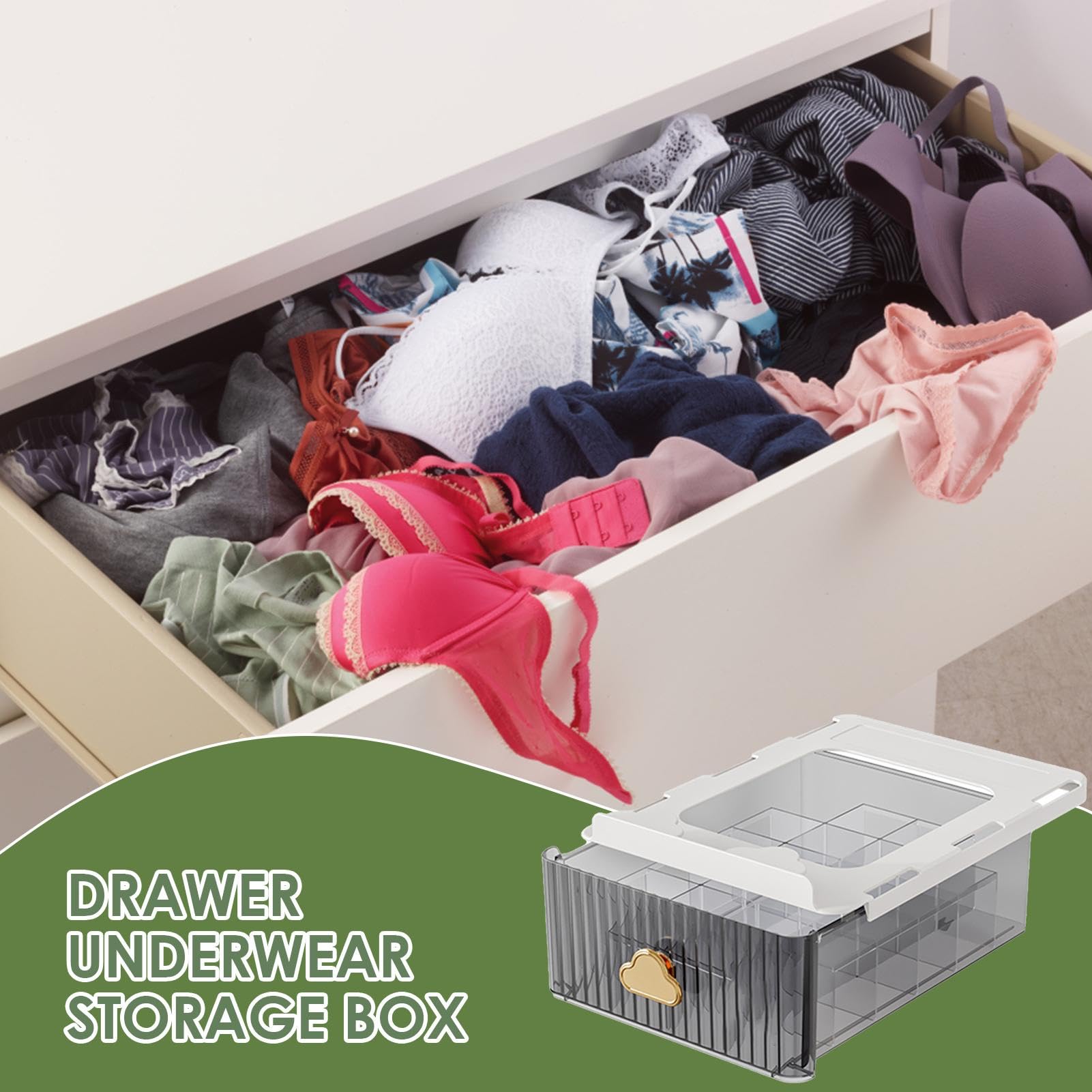 Organizzatore Per Cassetti Biancheria Intima | 24 Celle In Plastica Bianco-trasparente | Divisorio Per Mutande, Calzini, Reggiseni