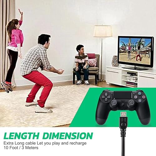 Miniatura 6 de Xahpower 2 Pack 10Ft Controller Charging Cable for PS4, Play and Charge Micro USB Charger High Speed Data Sync Cord for Playstation4 PS4 SlimPro