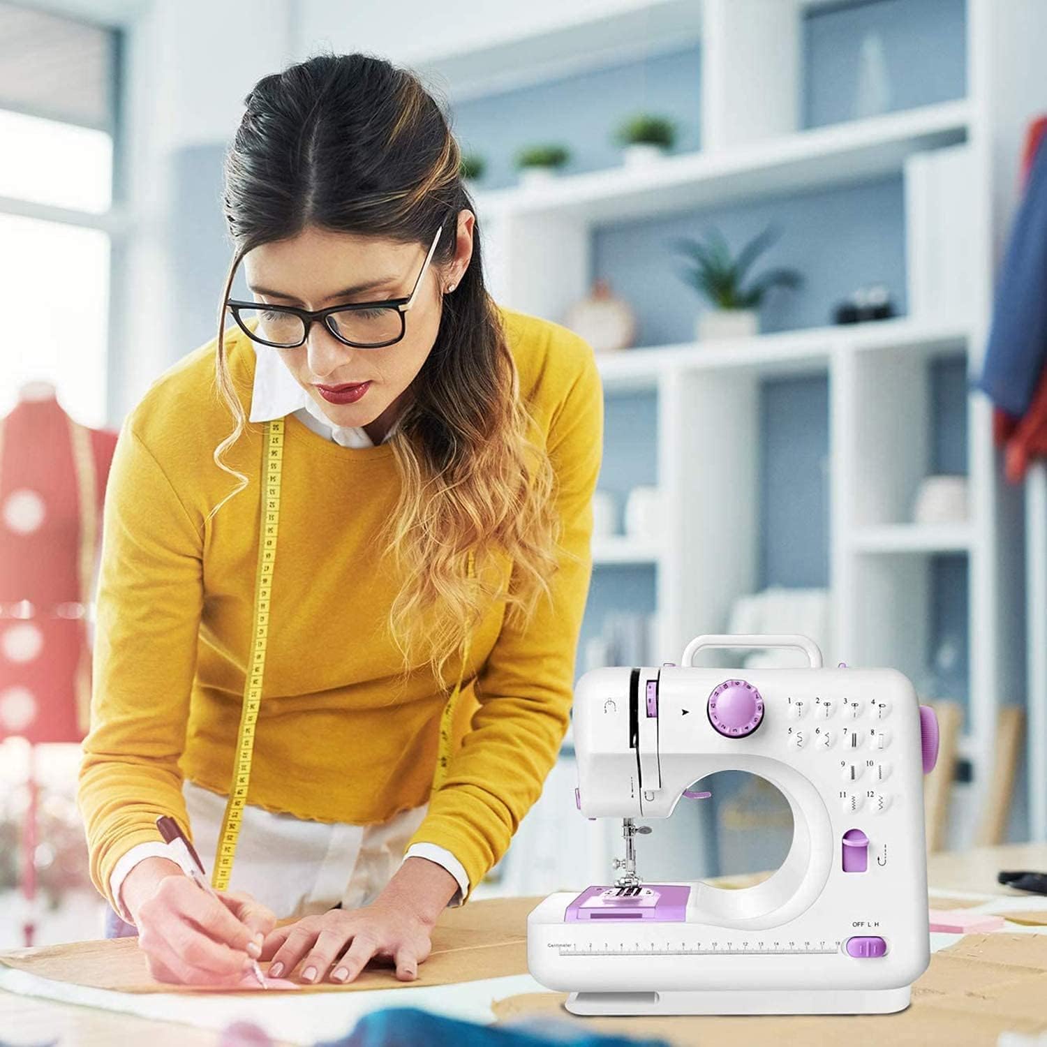Beginner Sewing Machine Small Household Sewing Machine to Ages 7-12 Kids Girls Adults for Family Simple Sewing Basic DIY.