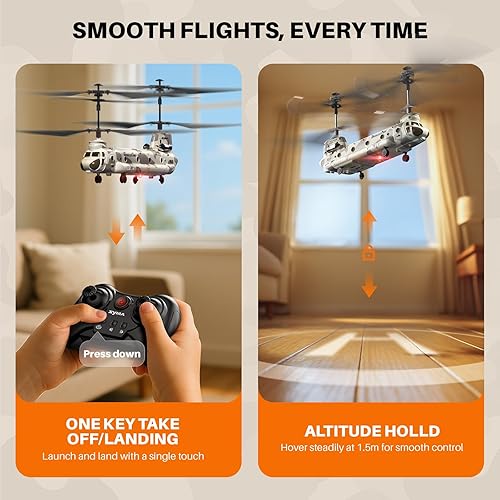 Miniatura 5 de SYMA Helicóptero de control remoto, helicóptero RC de transporte militar S52H con retención de altitud, despegue y aterrizaje con una tecla, luz