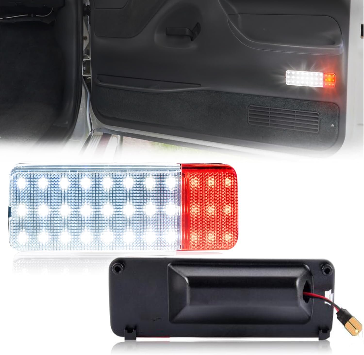 Led Courtesy Door Panel Light for Ford F250 F350 F450 F550 Super Duty Accessories 1999-2007, for Ford Excursion Led Courtesy Door Reflector Lights 2000-2005,White & Red, F81z2523820AA