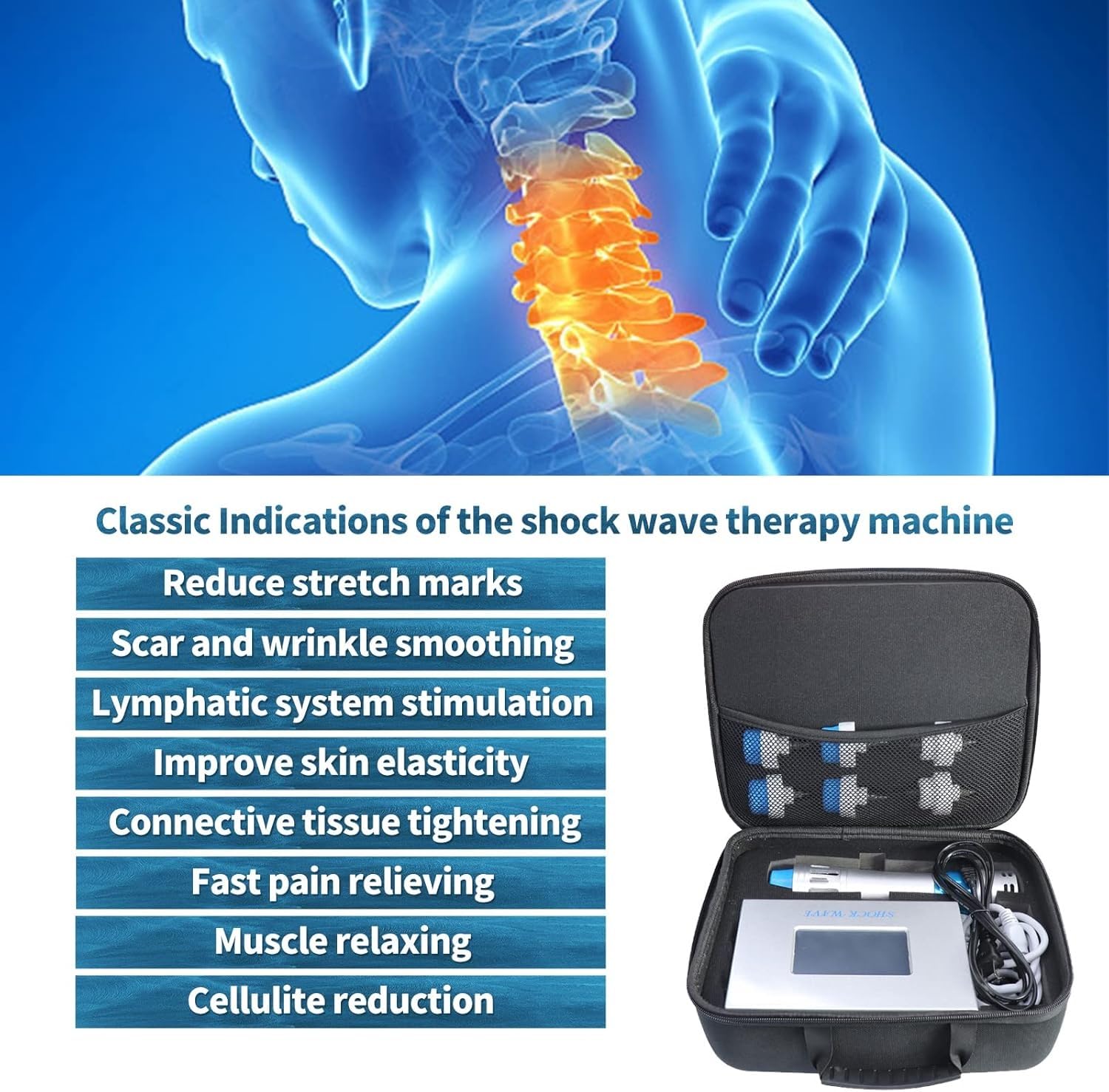 Macchina per terapia ad onde d'urto per massaggiatore muscolare profondo del corpo Sollievo dal dolore Schiena Vita Gambe, trattamento E-D Attrezzatura per onde d'urto Eswt