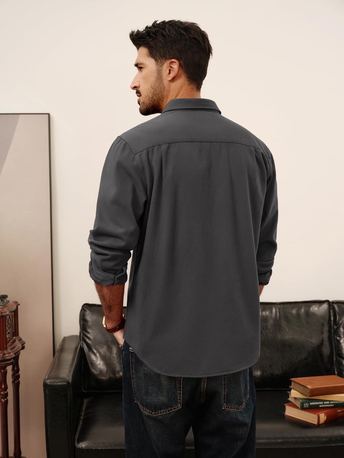 PJ PAUL JONES Mens Casual Shacket Cotton Twill Lightweight Jackets Button Down Shirt Jacket with Pockets - Image 5