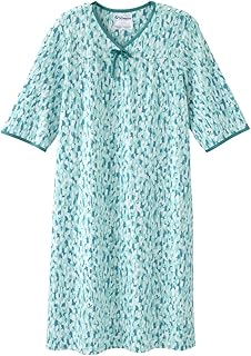 Silverts Women’s Adaptive Clothing Open Back Hospital Gown, Assisted Dressing Nightgown for Elderly, Nursing Home Wear