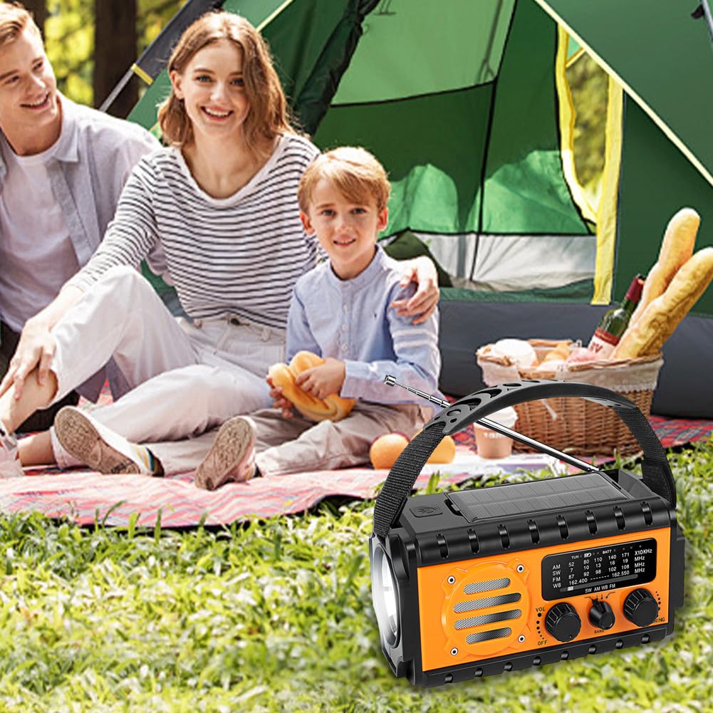 Radio Solar de Mano con Alimentación 4 En 1: Batería De 20000 mAh, Radio Am/FM/SW Y NOAA, Luz De Lectura Y Linterna para Aventuras Al Aire Libre Y Emergencias
