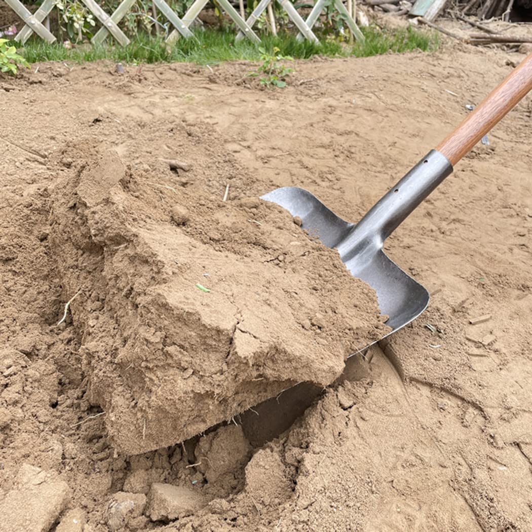 Pala de acero resistente para excavar, jardinería, remoción de nieve y limpieza de basura, hoja ancha con mango largo, herramienta duradera para exteriores