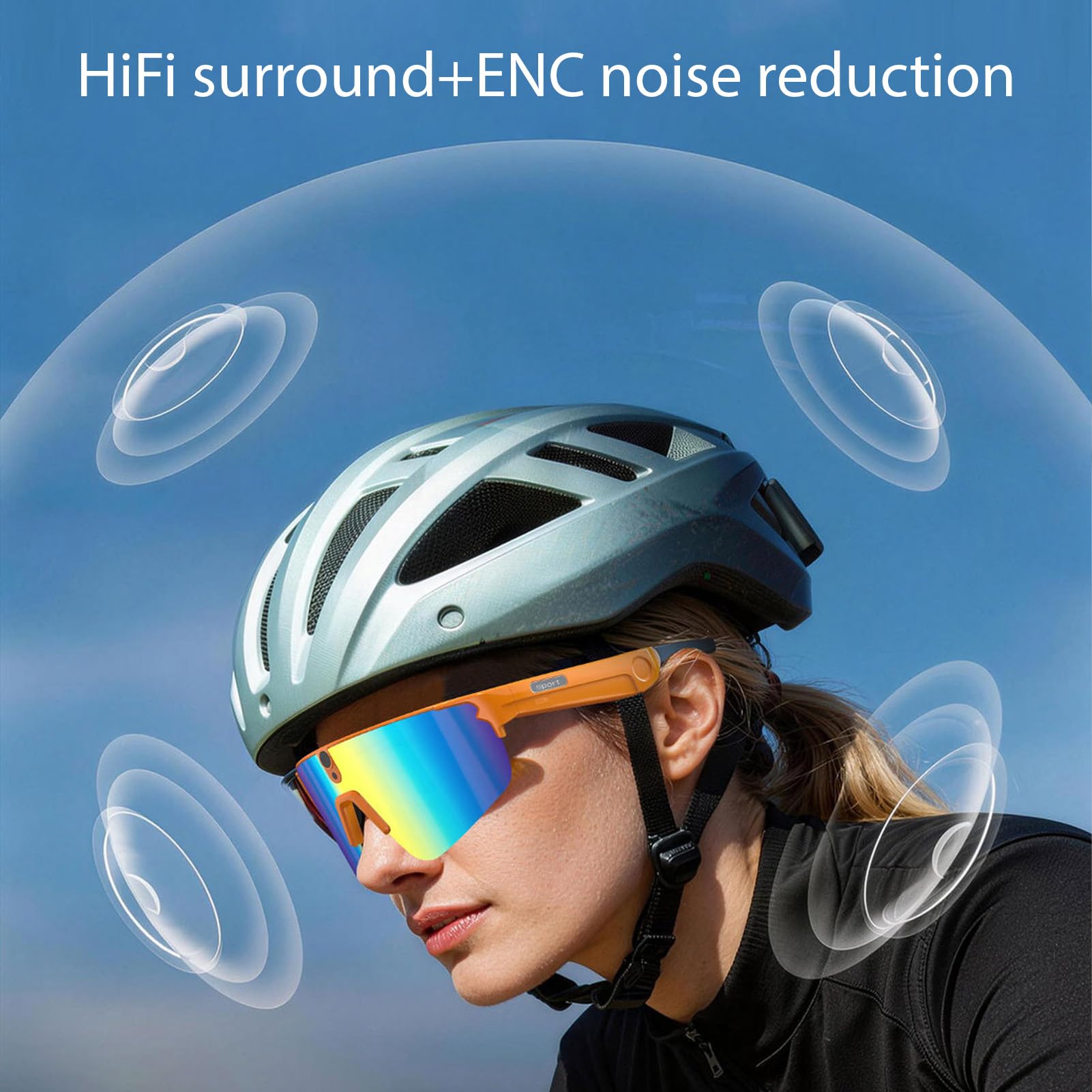 Gafas Inteligentes para Ciclismo con IA Resolución 4K, Cámara 8MP (Orange)