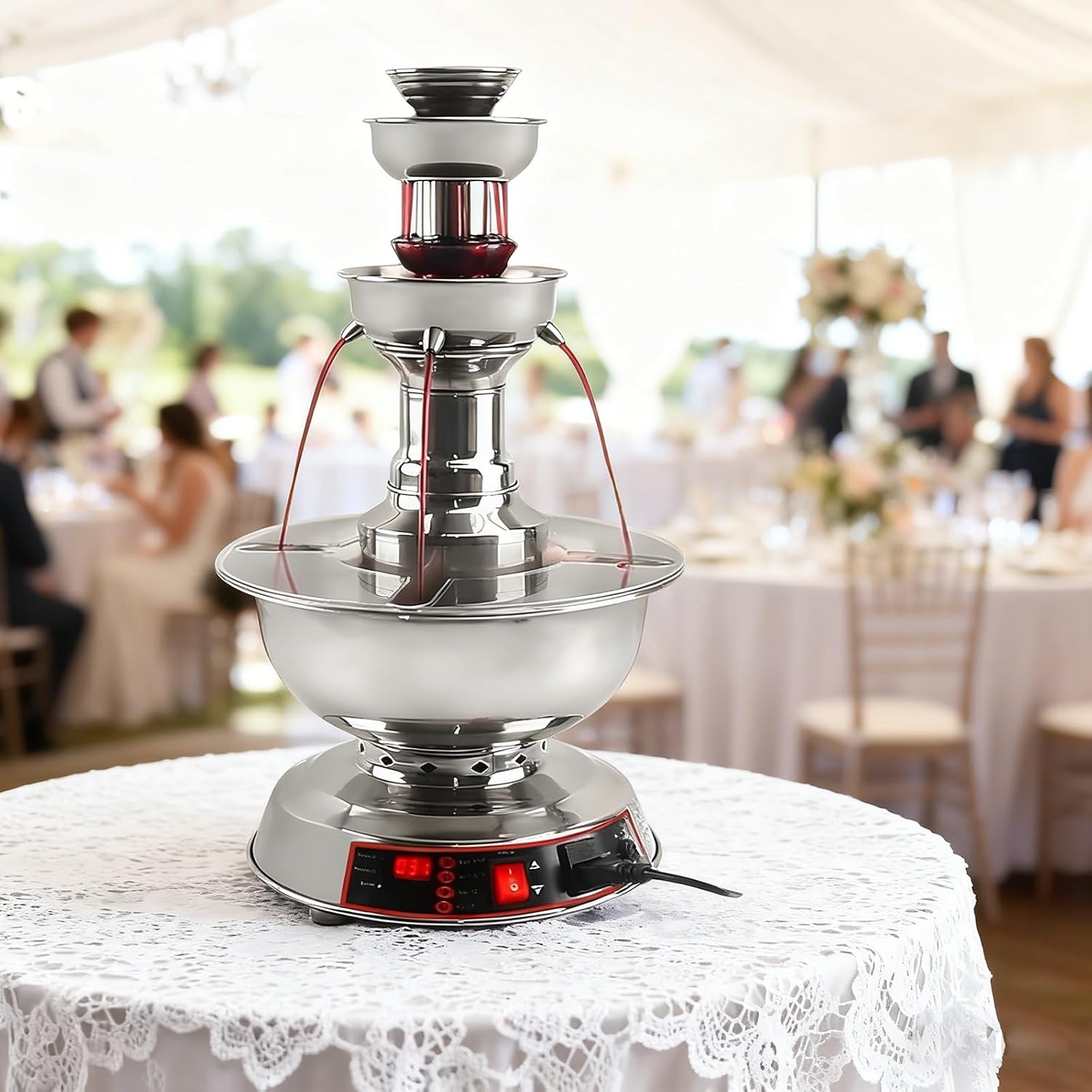 3-Tier Party Drink Fountain, 3.5L Electric Cocktail Dispenser