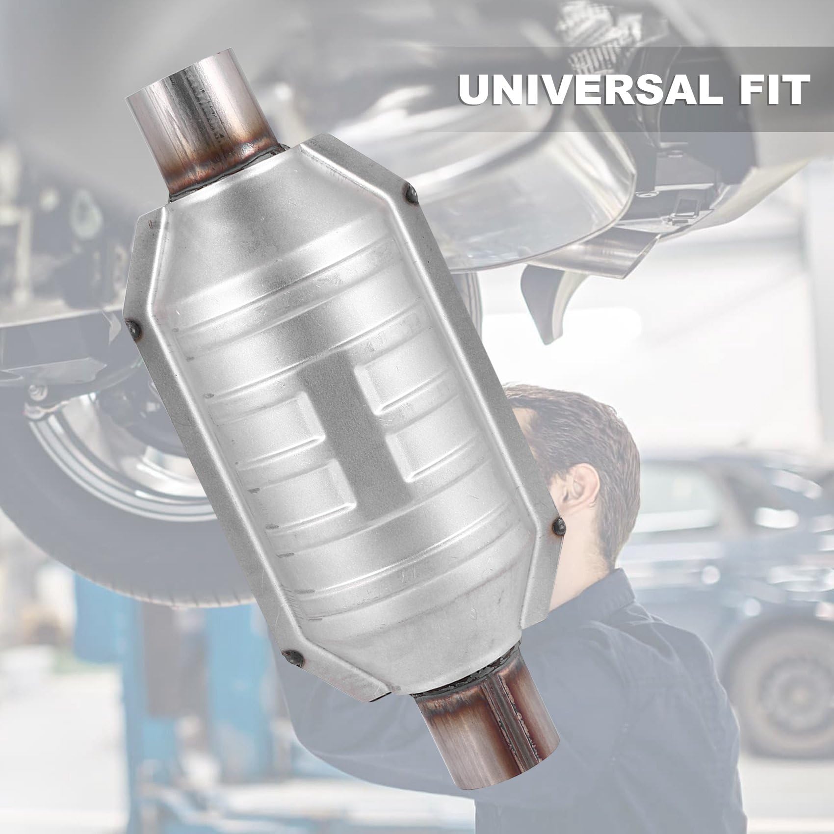 Convertidor CatalíTico Universal de Entrada/Salida, con Puerto O2 y TéRmico 53004 Convertidor CatalíTico de Acero Inoxidable para AutomóVil