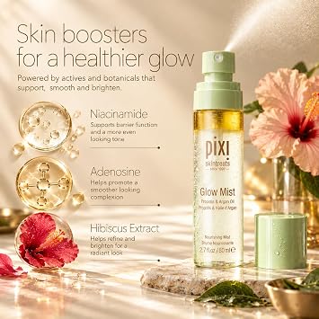 Pixi Beauty Glow Mist | All-Over Mist For Luminous Complexion | Set & Refresh Makeup | Hydrate Skin With 21 Natural Oils | 2.70 Fl Oz