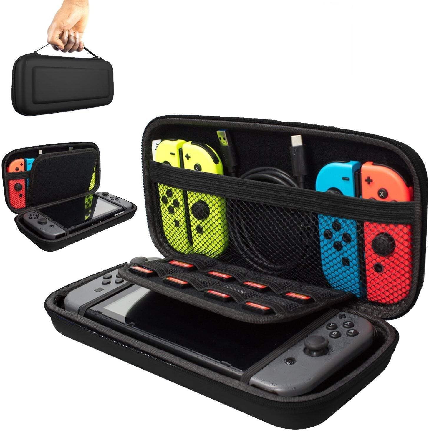 Carrying Case Compatible with Nintendo Switch - Protective Hard Portable Travel Carry Case Shell Pouch for Console & Accessories - Silver