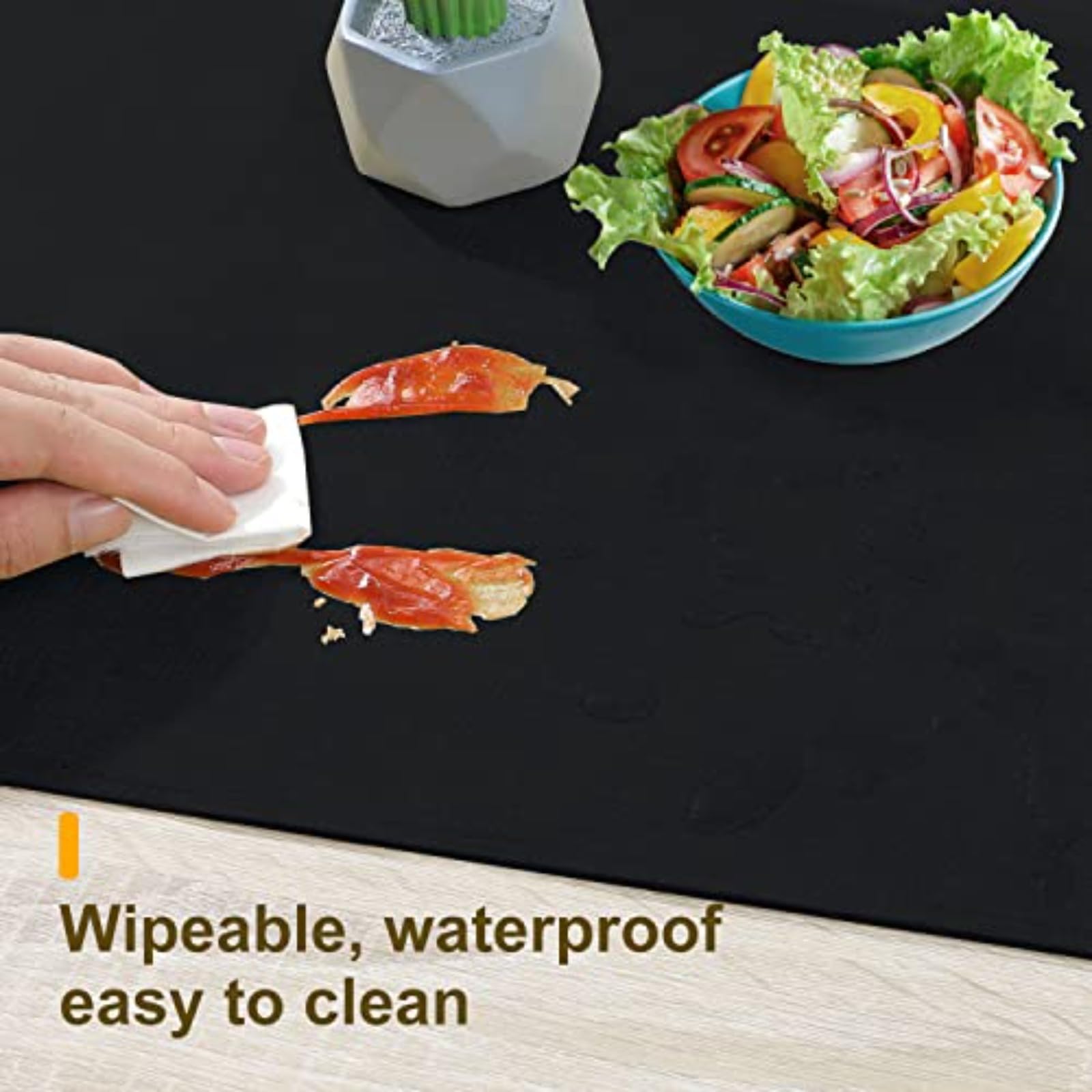 Runner da tavolo impermeabile, lavabile, spesso, per comò, runner rustico, per cucina, sala da pranzo, camera da letto, soggiorno, interni ed esterni (275cm, nero)