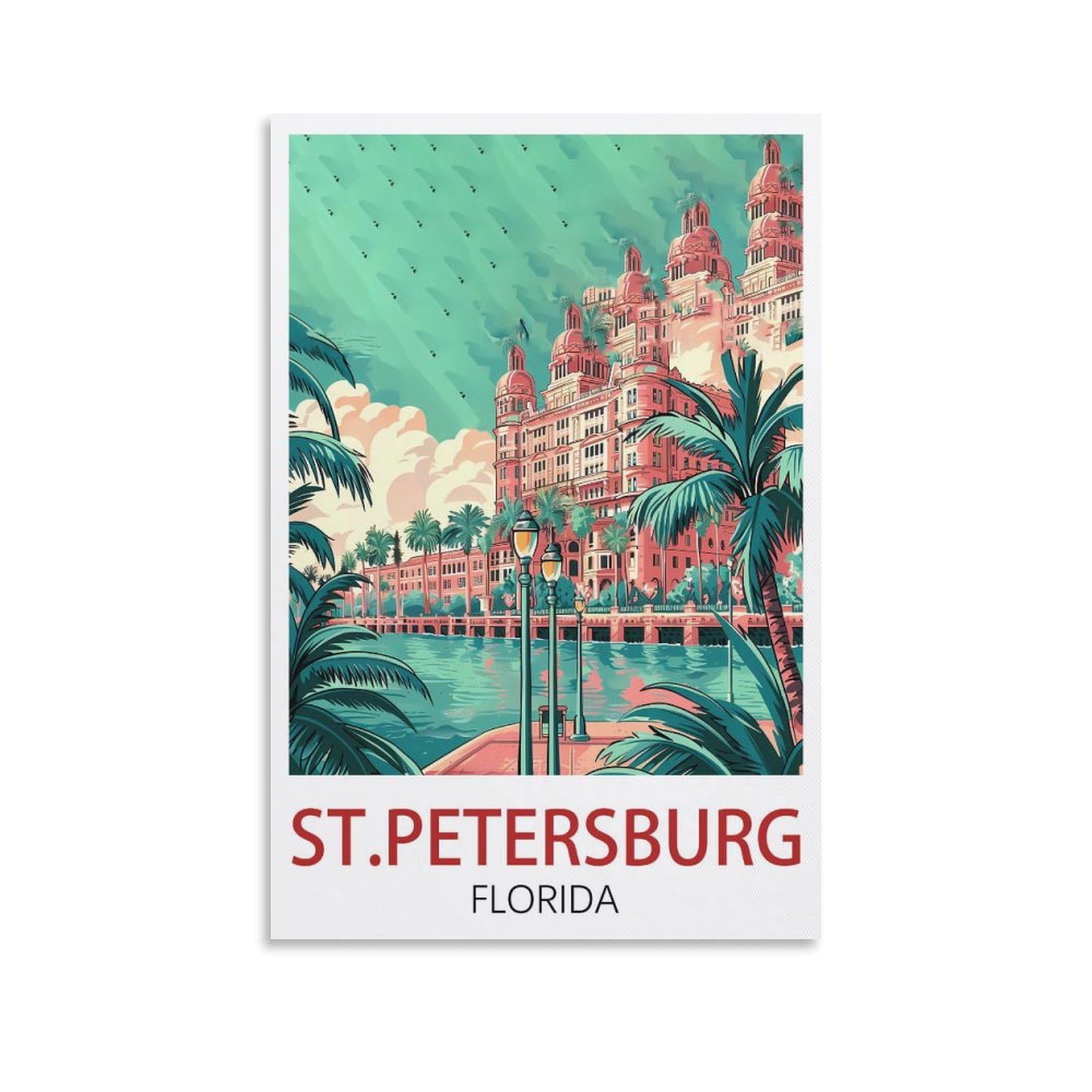 EZMLFA DIY Diamond Painting,St Petersburg Florida 5D Landscape Diamond Painting Kits for Adult, Gem Art Crystal Art Kits for Adults, for Home Wall 40x40cm