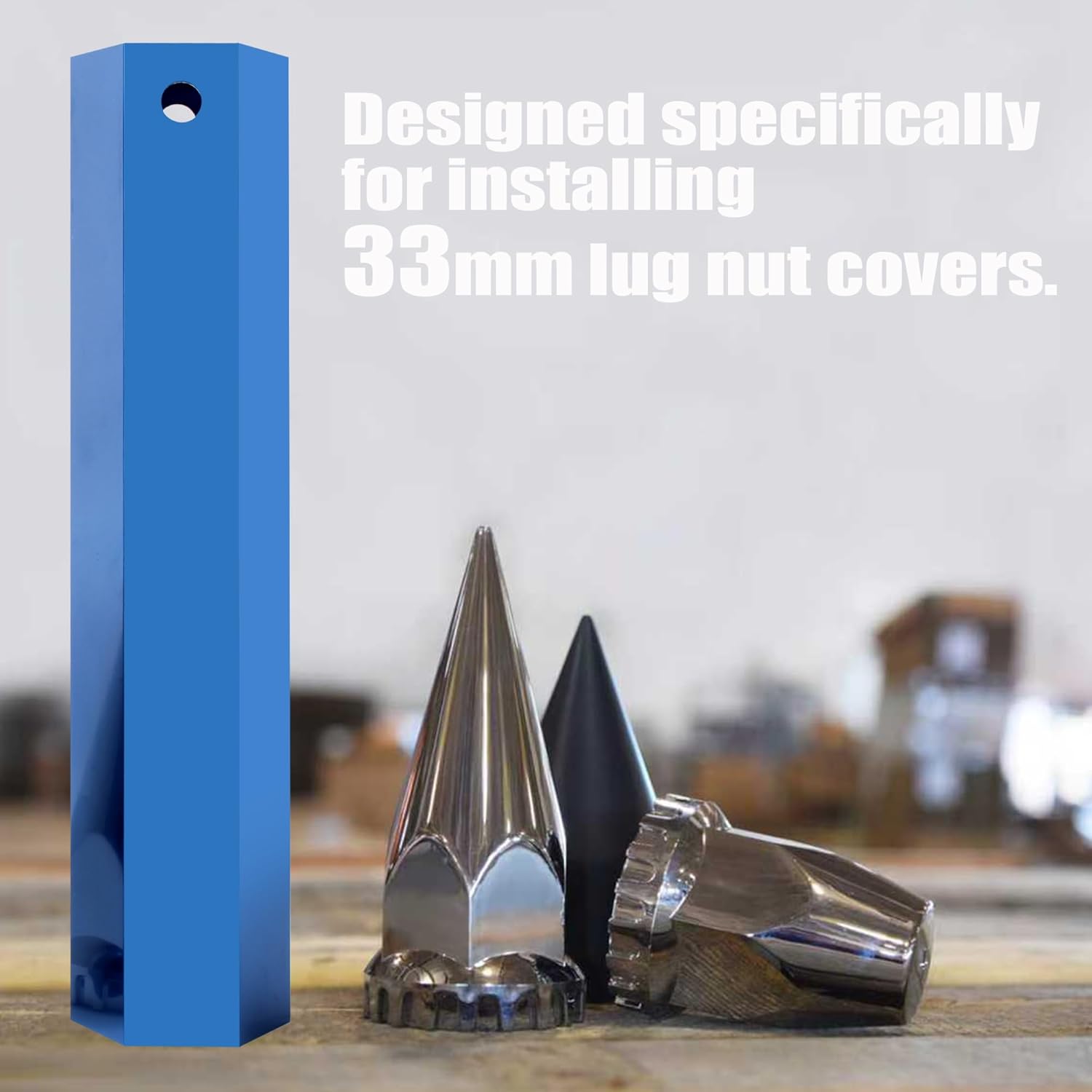 Aluminium 33mm Lug Nut Cover Removal Tool Socket for Semi Truck Trailer, Easy Install & Removal of Plastic Lug Nut Covers, Hex Shape Blue