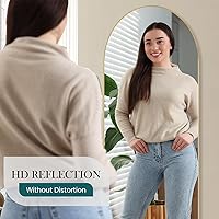 Vista 2 de DUMOS - Espejo arqueado de longitud completa con soporte de pie, marco de aluminio para dormitorio, para colgar o apoyar contra la pared, decoración