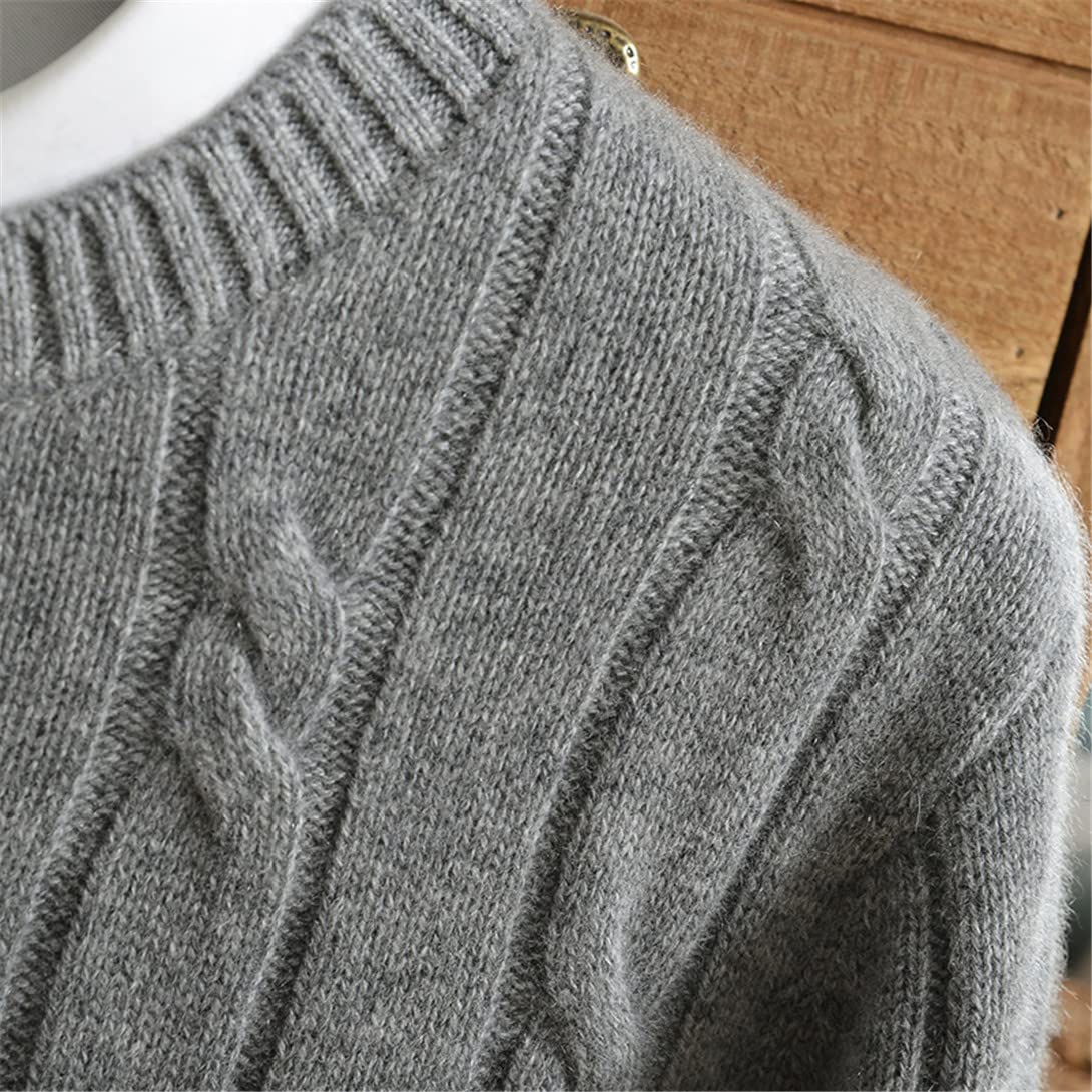 SaoBiiu Maglione lavorato a maglia con maglione jacquard spesso da uomo maglione in cashmere 100% invernale, bianco, S