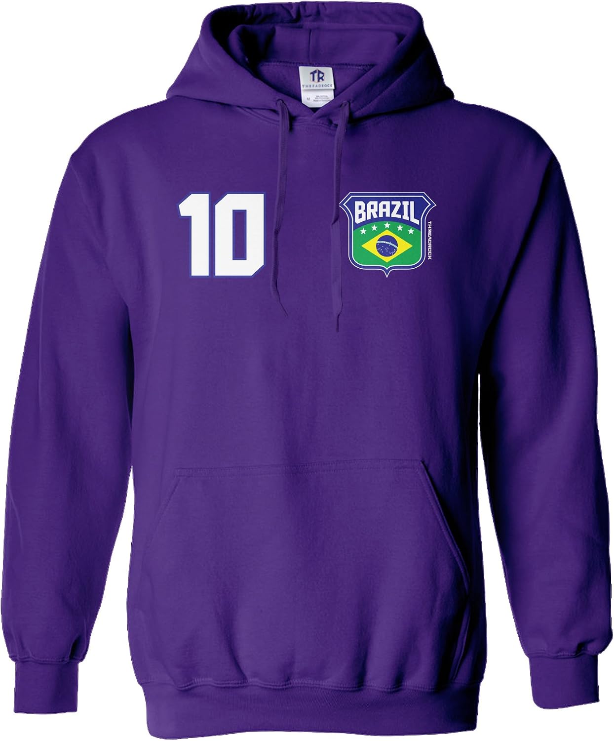 Threadrock Women's Brazil Shield & Number Hoodie Sweatshirt