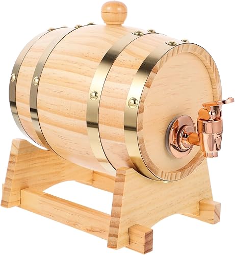 Dispensador de barril de whisky, barriles de envejecimiento de roble con soporte y espita para el hogar, jarra de barril de whisky, contenedor de