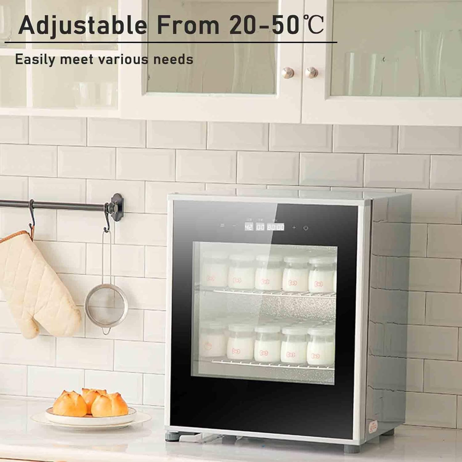 40L Electric Dough Proofer Machine, Kitchen Dough Yogurt Bread Fermentation Machine, Home Bread Proofing Box with Adjustable Temperature, Timing and Humidity Control