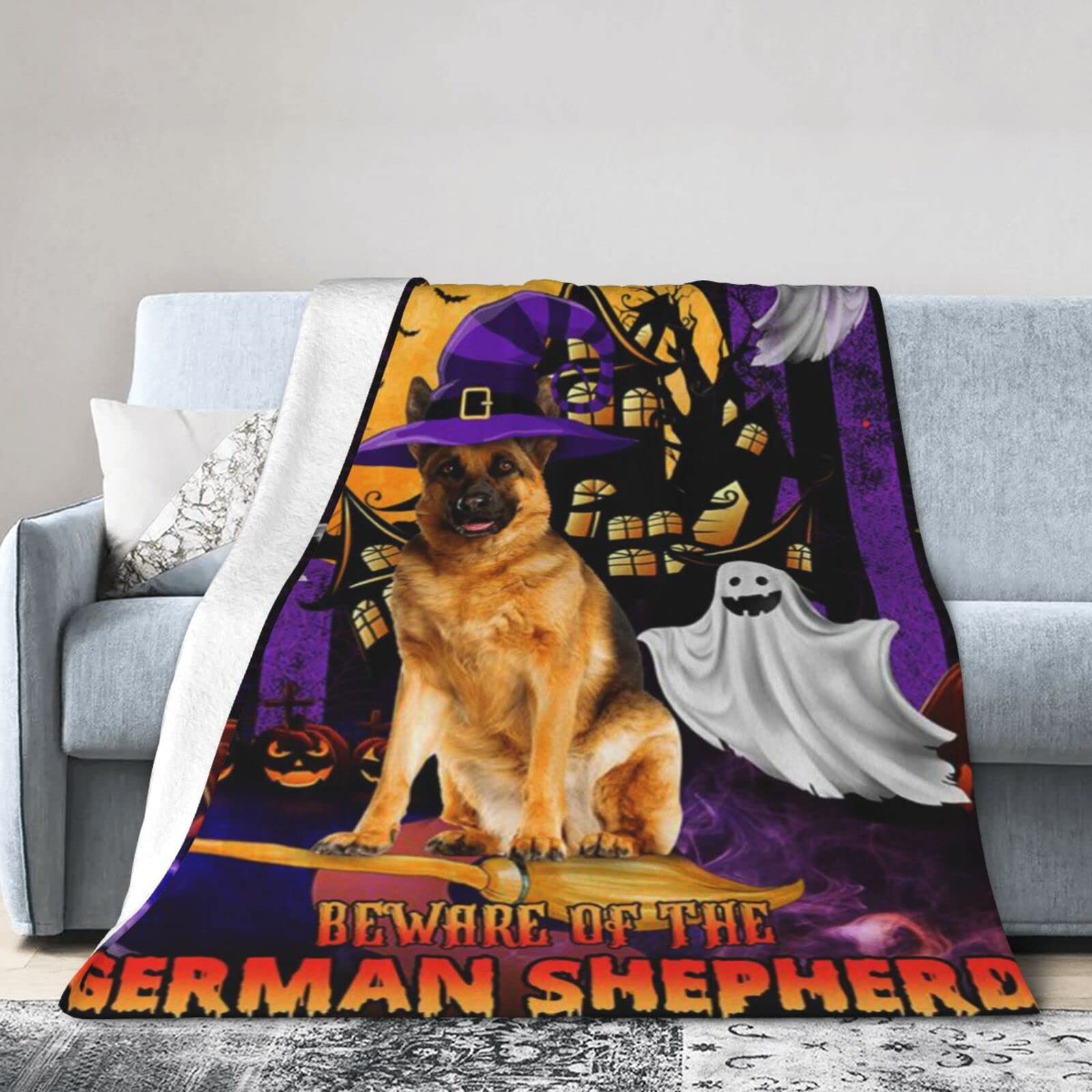 Lsjuee Flannel Fleece Blanket 60"X50" Never Mind The Witch Beware of Thean Shepherd Bed Throw Blanket Funny Ultra-Soft Travel Winter Blankets for Mens Keep Warm