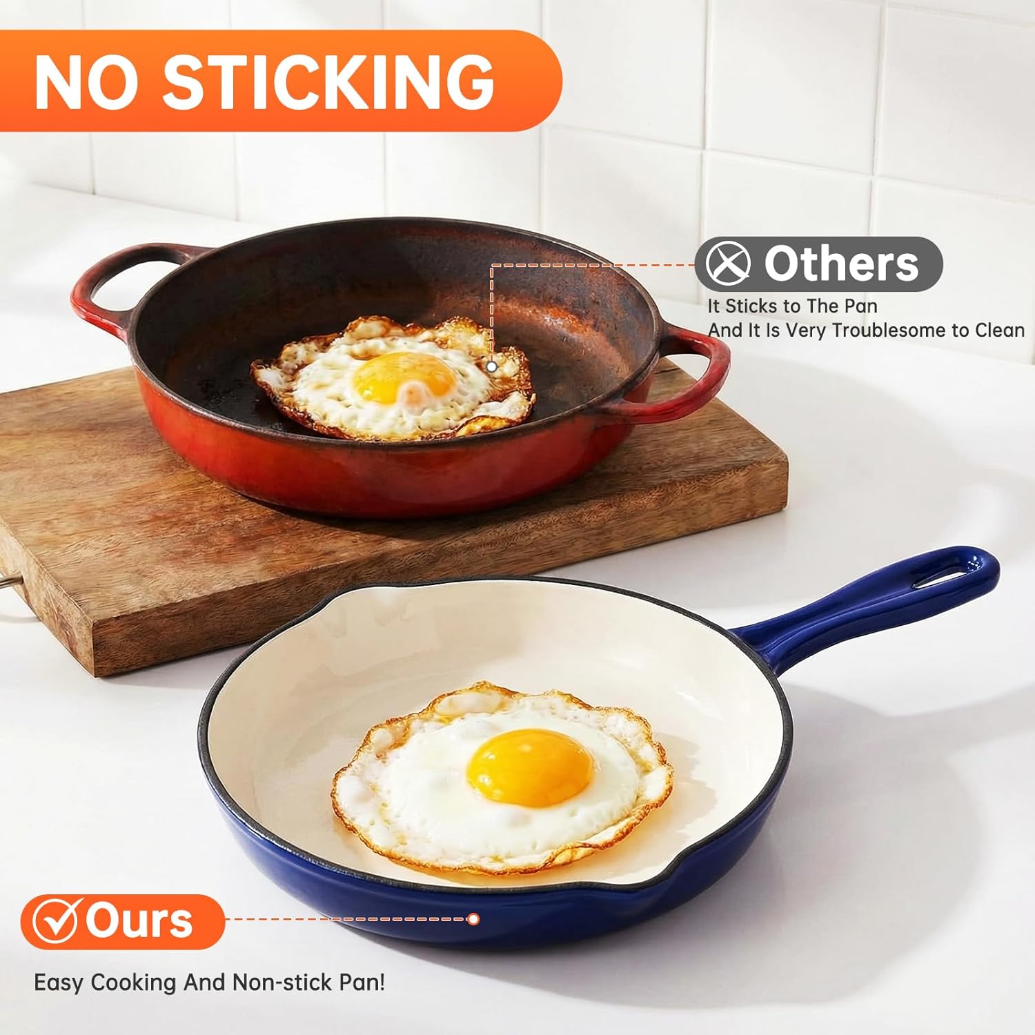 LIFERUN Nonstick Enameled Cast Iron Cookware Set, 7Pcs Pots and Pans Set, Gas/Induction Dutch Oven Set, PFOA & PFAS Free