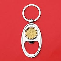 Vista 1 de 1998 Peru 5 Centavos BU Uncirculated Coin Key Chain Ring Bottle Opener NEW - National Arms