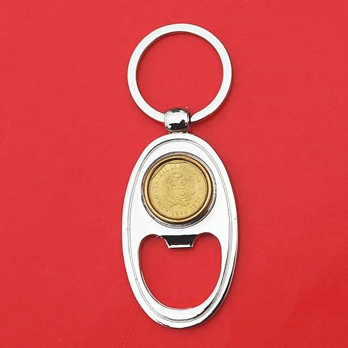1998 Peru 5 Centavos BU Uncirculated Coin Key Chain Ring Bottle Opener NEW - National Arms