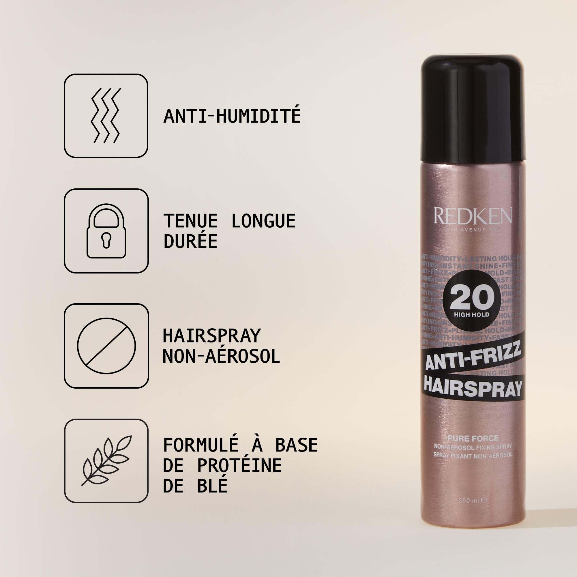 Redken, Laca de fijación anti encrespamiento sin aerosoles, Fijación firme y sin residuos, Fórmula vegana, Anti Frizz, 250ml (Paquete de 2)