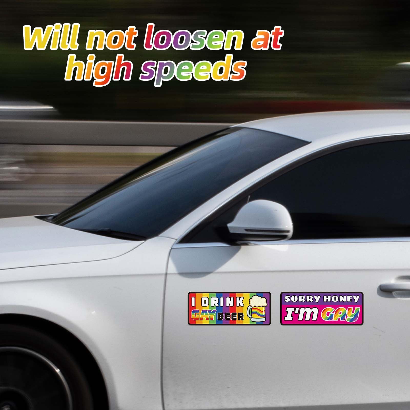 BOXOB 10pz Adesivi Divertenti per Paraurti Gay, Magneti Impermeabili Auto Divertenti Gay LGBT Magnetici Paraurti Adesivi Riflettenti Arcobaleno per Auto Veicoli e Camion