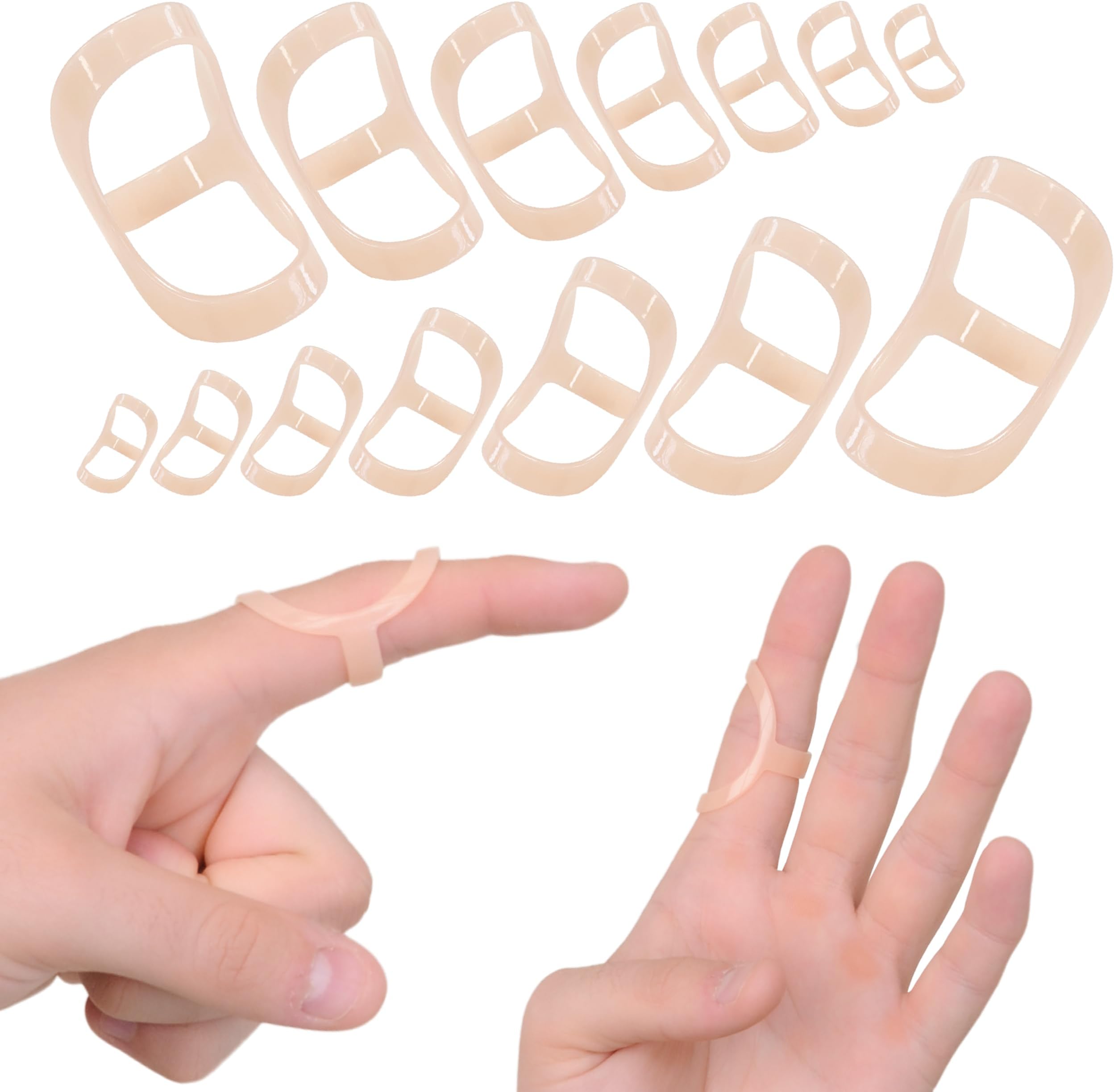 Oval Finger Splints – FULL SIZING SET – Ring Finger/Thumb Joint Support for Trigger Finger, Swan Neck, Boutonniere, Mallet Finger, Hypermobility & Arthritis – 14 Units
