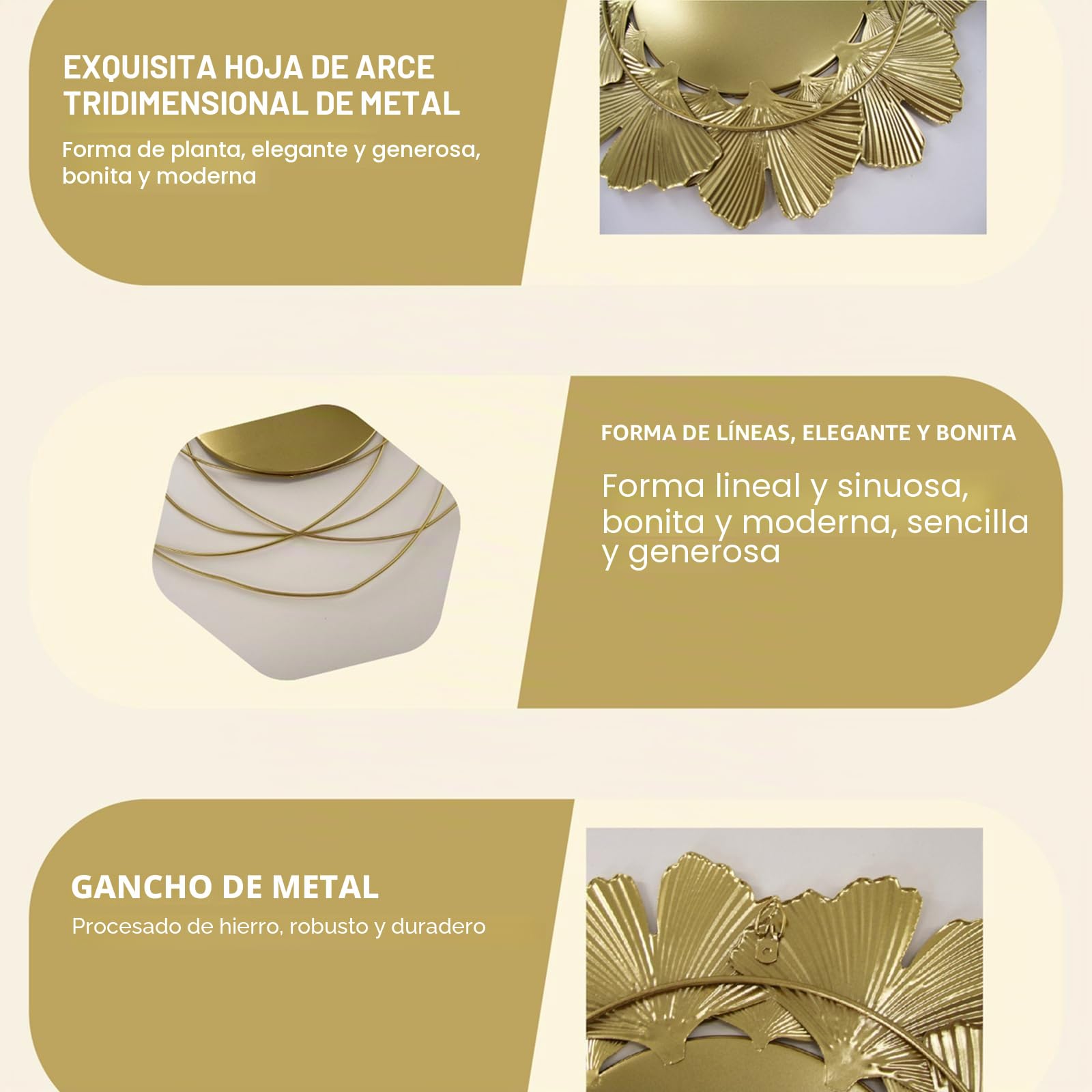 Espejo decorativo para el sol, metal, hoja de oro, espejo redondo para baño, diámetro exterior 37 cm, espejo de 15 cm (dorado)