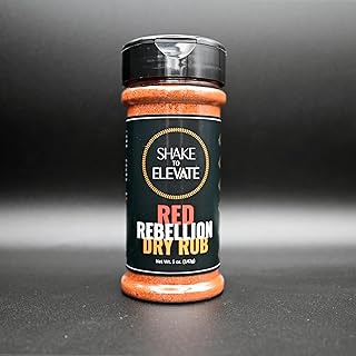 Shake to Elevate - Red Rebellion (Hot & Spicy) No Salt BBQ Dry Rub | No Salt Seasoning | Heart Healthy | Diet Friendly | 0% Chemical Additives | 0% Preservatives or Color | All Natural Ingredient & Listed | Seriously Delicious Spice Blend (Standard Shaker 8.4floz)