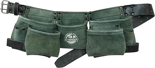 Miniatura 5 de Graintex DS2139 9 bolsillo niños trabajo delantal de trabajo de color rosa cuero de gamuza con 1.12 "cinturón de cuero, 2 soportes de martillo bucles