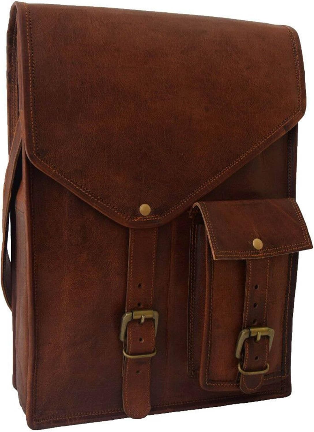 MaheTri 11" Leather Messenger Crossbody Bag, Ipad Case Office Gift For Men Shoulder Bag