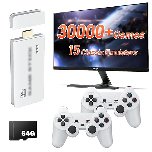 JAnimauxx Mini Retro Game Console - 30000+ Classic Games, Compatible with 15 Emulators, Portable & Compatible with TV, Includes Retro Stick with 2