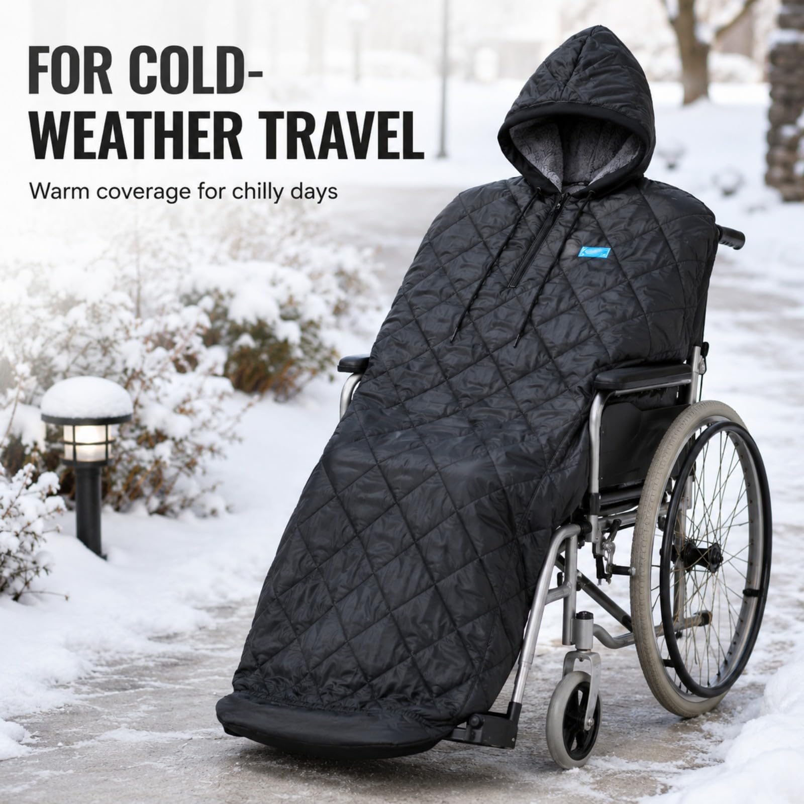 Manta Térmica Silla Ruedas para Merits Health P101 Travel-Ease 2018-2026 | Felpa térmica impermeable | Contra viento frío | Cobertura total silla ruedas | Diseño con capucha | Protección exterior